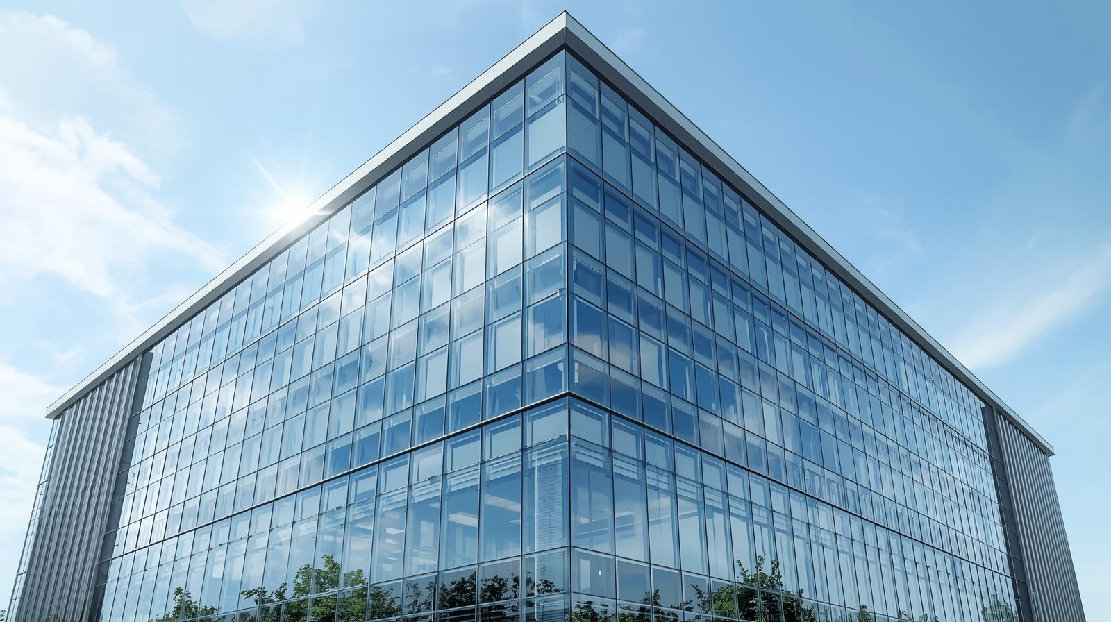 Comfortable office interior with CIR 35 heat controlled glass