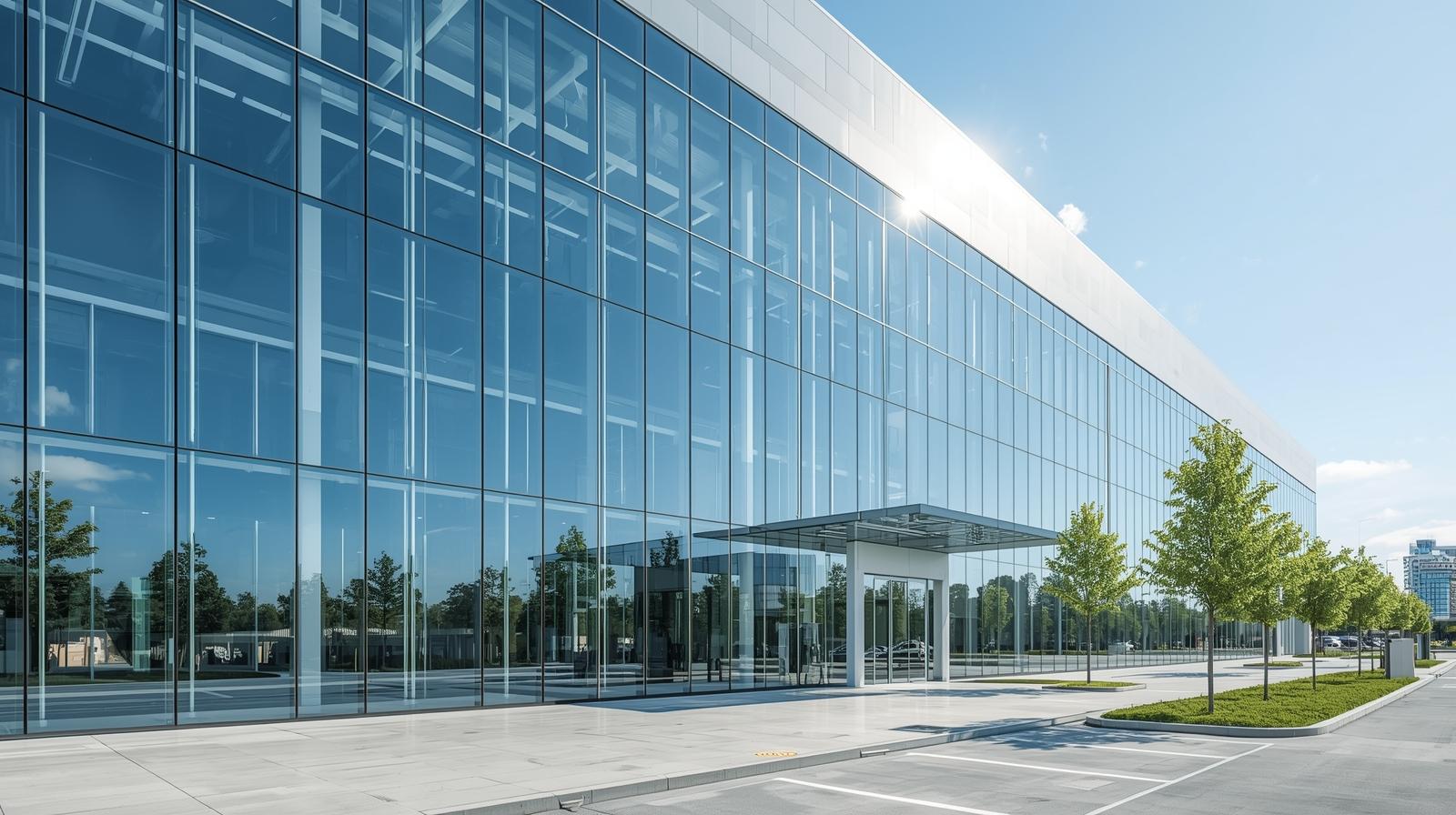 Bright office interior with high clarity commercial window film