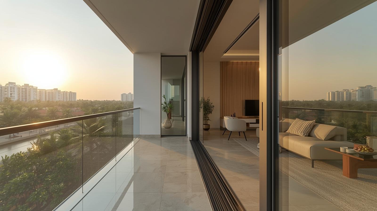 Chennai apartment balcony glass for window film installation