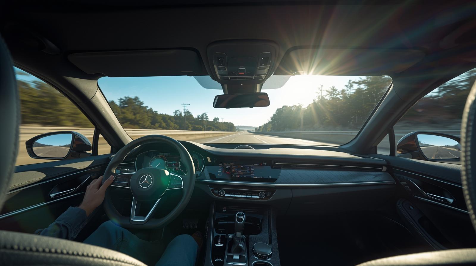 Daytime driving with reduced sun glare using anti-glare film