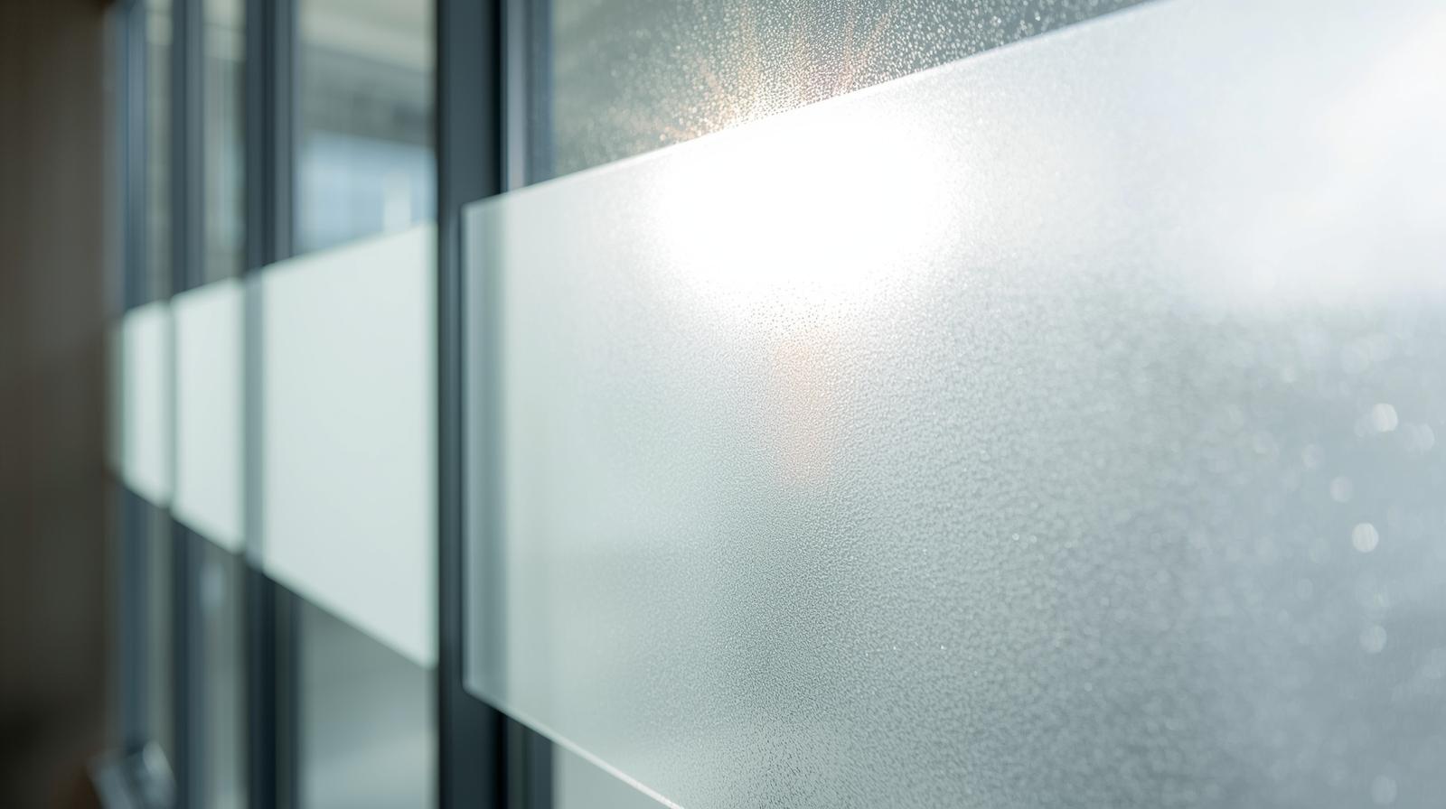 Frosted privacy window film on glass for home interiors