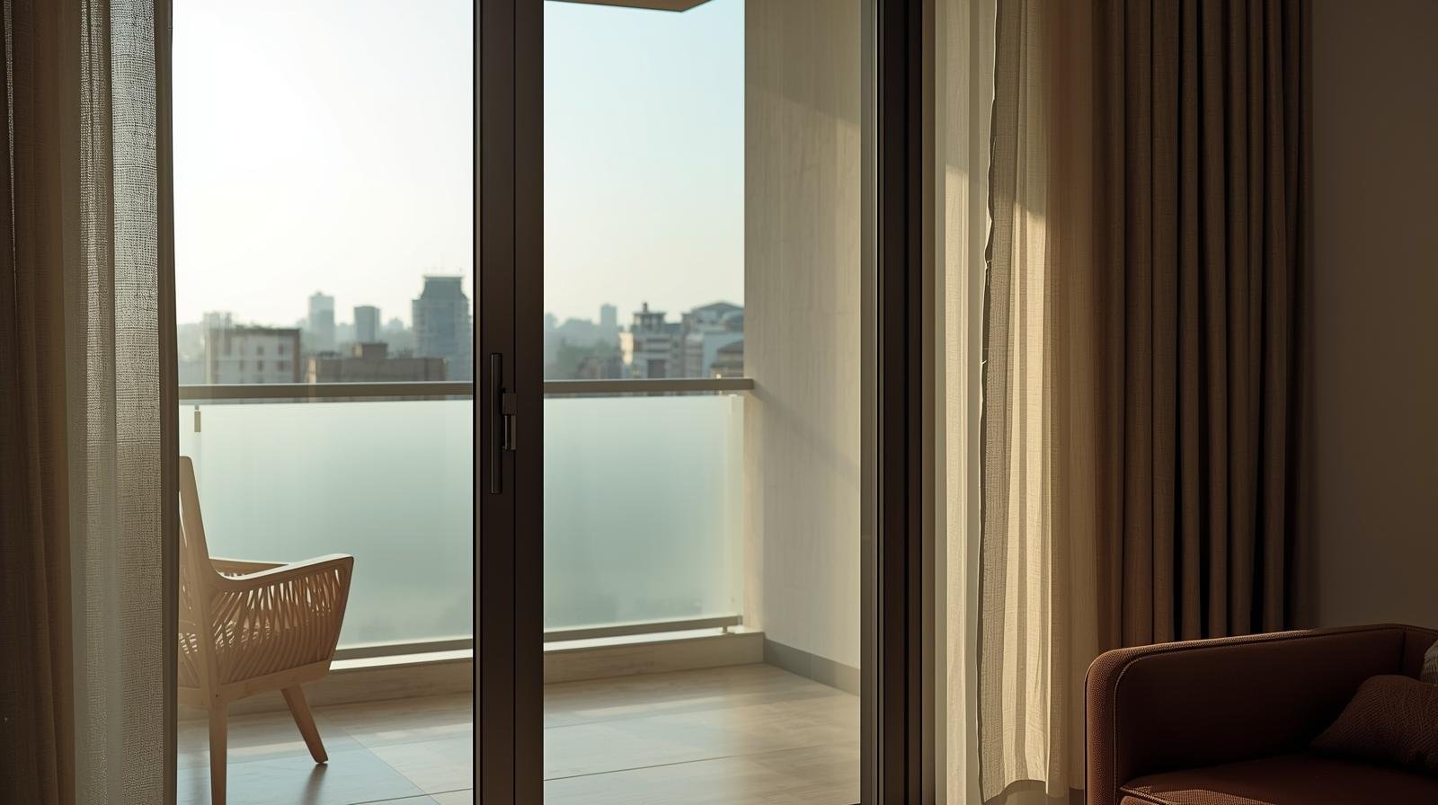 Residential balcony glass with privacy window film in Chennai or Coimbatore
