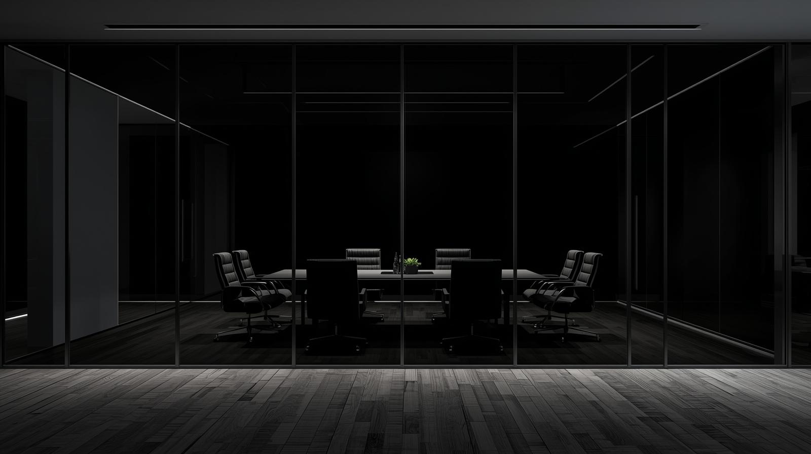 Jet black light-blocking film on commercial glass for maximum privacy