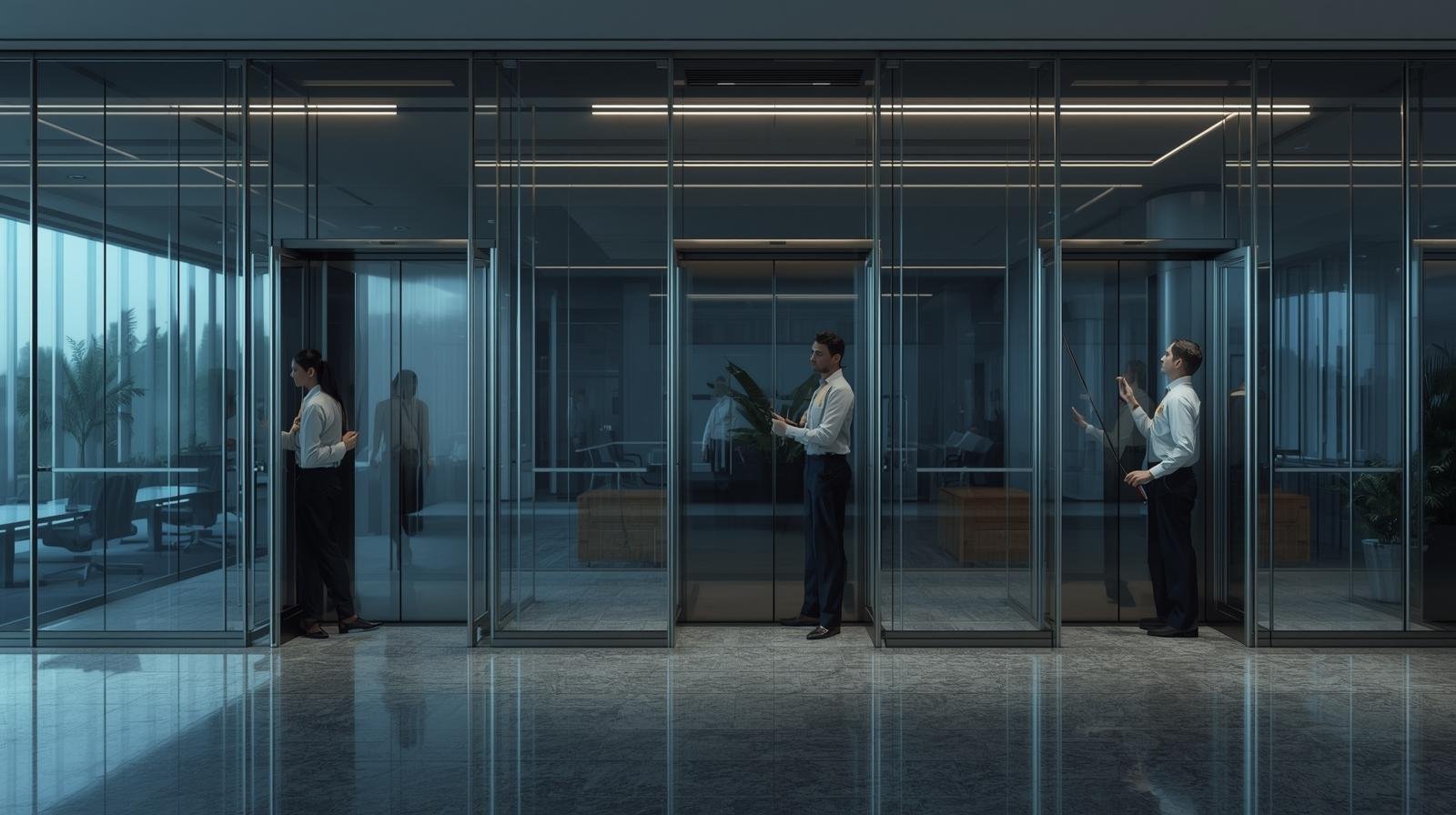 Commercial glass partitions protected with scratch-resistant long-life film