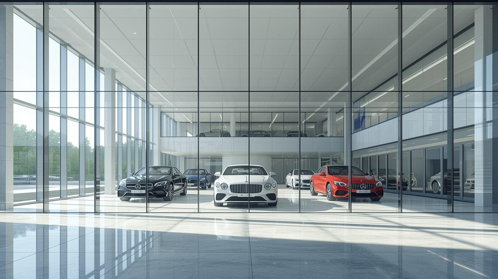 Transparent glass film for showroom with crystal clear visibility