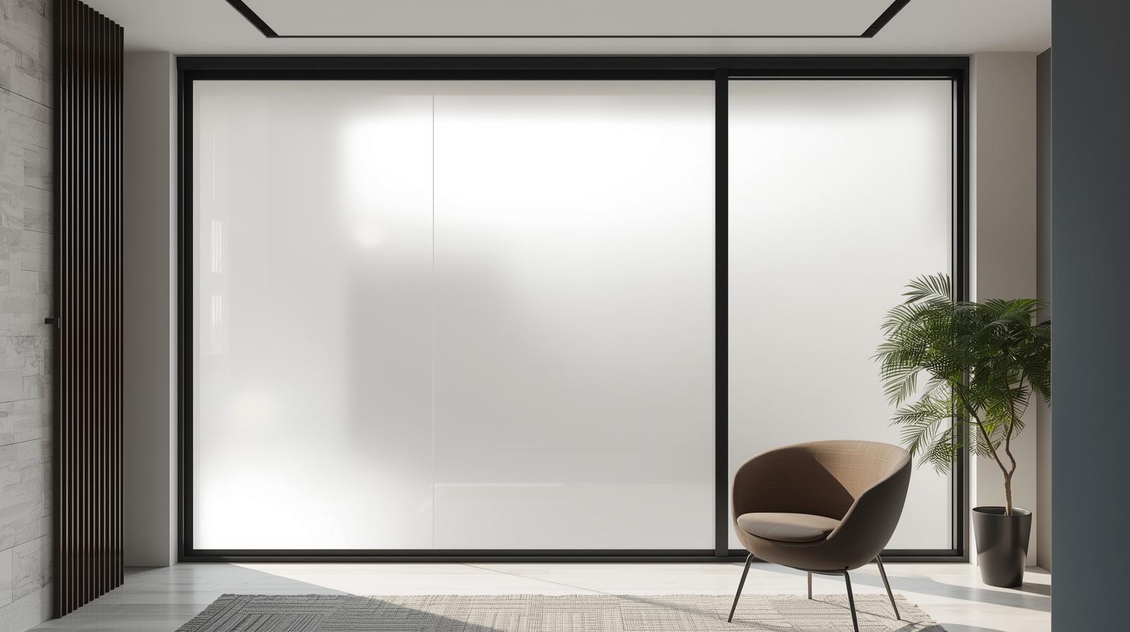 Smart switchable film installed on glass partitions for instant privacy